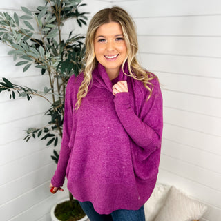 Zenana Here in Time Heathered Knit Dolman Sleeve Turtleneck Top - 8 colors!