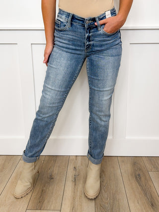 Judy Blue Sammie Mid Rise Boyfriend Light Wash Jeans