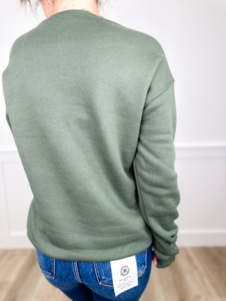 Seasons Readings Cotton Blend Long Sleeve Green Avery Mae Graphic Crewneck Sweatshirt