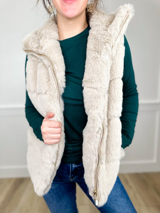 White Birch A Fabulous Feeling Oat Faux Fur Vest