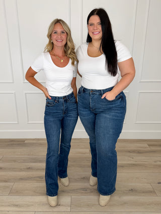 Judy Blue Cali Tummy Control Bootcut Jeans (Multiple Inseams, Non-Distressed)