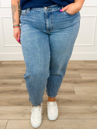 Judy Blue Kaelyn High-Rise Barrel Leg Jeans - Medium Wash (Non-Distressed)