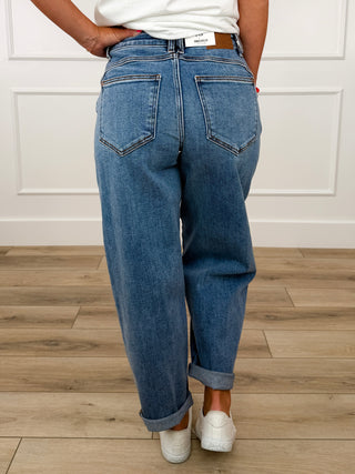 Judy Blue Kaelyn High-Rise Barrel Leg Jeans - Medium Wash (Non-Distressed)