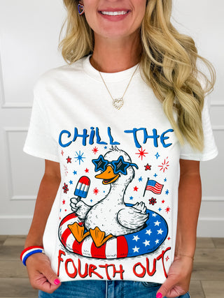Chill Out Cotton Short Sleeve White Avery Mae Graphic Tee Shirt (Gildan)