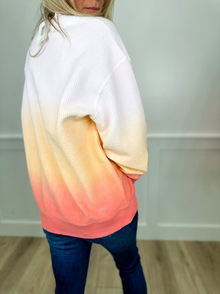 Getting Comfy Corded Cotton Long Sleeve Ombré Avery Mae Crewneck Sweatshirt - 5 colors!