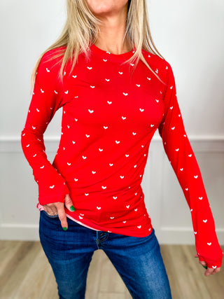 Quiet Kind of Love Rayon Blend Long Sleeve Red Avery Mae Top