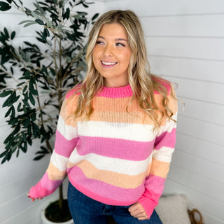 Not Giving Up Knit Long Sleeve Pink Avery Mae Sweater Top