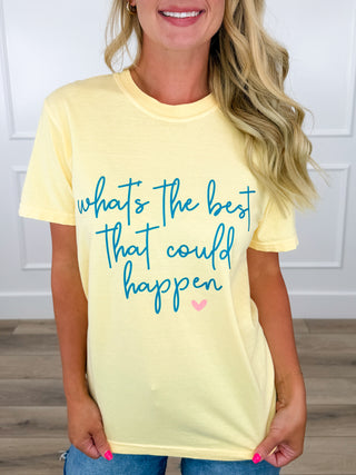 The Best Can Happen Cotton Short Sleeve Yellow Avery Mae Graphic Tee Shirt (Comfort Colors)