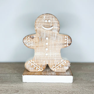 White Wash Wood Gingerbread Shelf Sitter