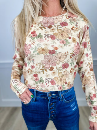 Captured Your Essence Knit Long Sleeve Cream Avery Mae Mom Cropped Sweater Top