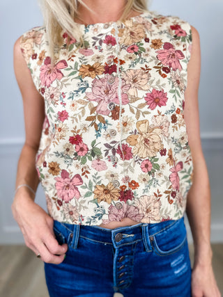 Petal Pusher Knit Cream Avery Mae Mom Cropped Button Up Sweater Vest