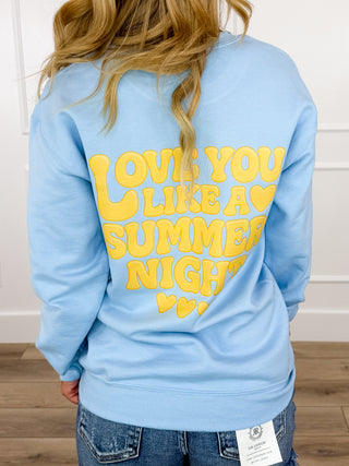Like a Summer Night Blue Avery Mae Graphic Top - Multiple Options (Gildan)