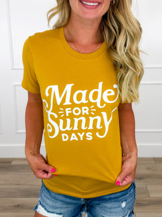 Made For Sunny Days Cotton Short Sleeve Yellow Avery Mae Graphic Tee Shirt (Bella+Canvas)