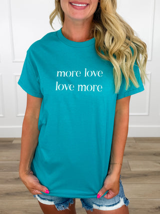 More Love Cotton Short Sleeve Teal Avery Mae Graphic Tee Shirt (Gildan)