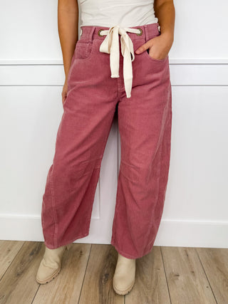 All About That High Rise Cotton Rose Pink Avery Mae Barrel Jeans