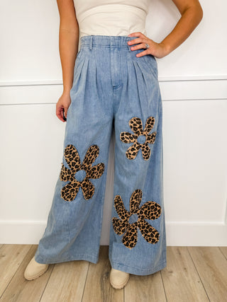 Wildflowers Bloom High Rise Cotton Wide Leg Light Wash Avery Mae Bottoms