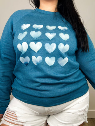 Ever After Cotton Blend Long Sleeve Blue Avery Mae Graphic Crewneck Sweatshirt