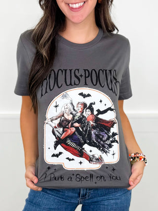Cast a Spell Cotton Short Sleeve Charcoal Avery Mae Graphic Tee Shirt