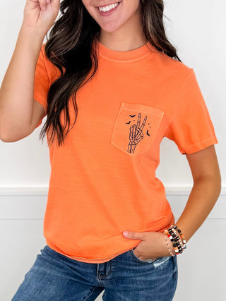 Deceased Peace Cotton Short Sleeve Orange Avery Mae Graphic Tee Shirt
