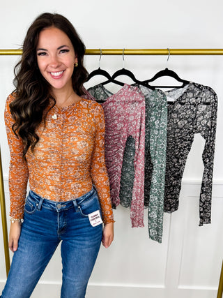A World of Bliss Sheer Mesh Long Sleeve Avery Mae Top - 4 colors!