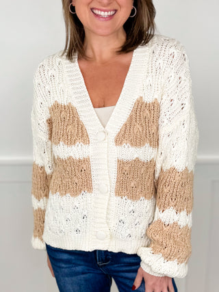 Only Forward Knit Long Sleeve Ivory Avery Mae Button Up Cardigan