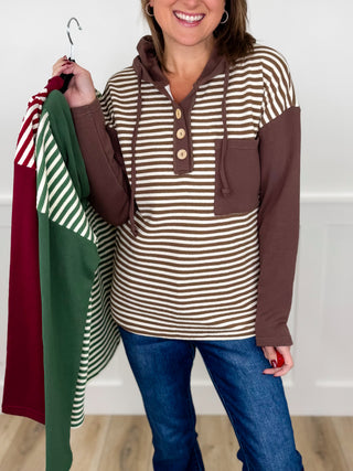 Bet on Yourself Long Sleeve Striped Avery Mae Hooded Top - 3 colors!
