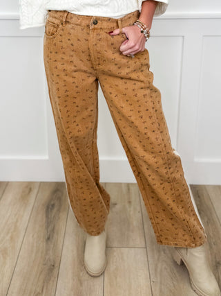 Soft Petals High Rise Cotton Wide Leg Camel Avery Mae Bottoms