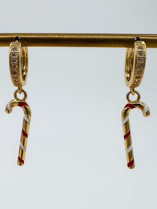 Candy Cane Forest Gold Drop Earrings