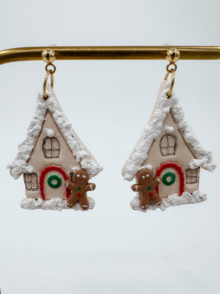 Making Gingerbread Houses Clay Drop Earrings