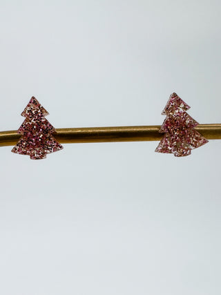 It's a Pink Christmas Acrylic Stud Earrings