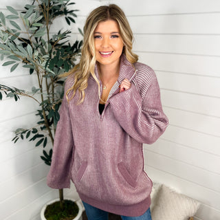 Everyone Talks Knit Long Sleeve Quarter Zip Avery Mae Tunic Sweater Top - 2 colors!