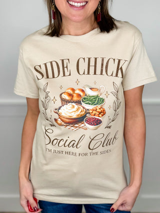 Here For the Sides Cotton Short Sleeve Sand Avery Mae Graphic Tee Shirt