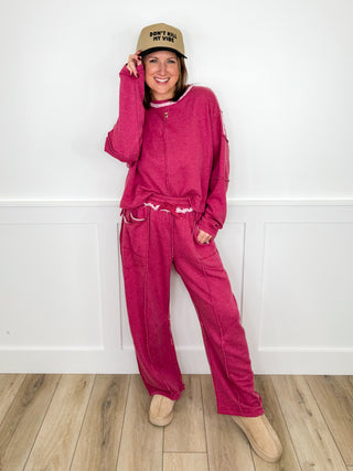 Not Thinking About You High Rise Cotton Blend Wide Leg Set