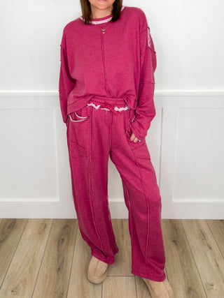 Not Thinking About You High Rise Cotton Blend Wide Leg Set