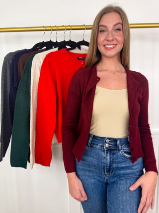 Wrapped in Comfort Knit Long Sleeve Avery Mae Mom Cropped Cardigan- 7 colors!