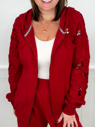 Ampersand Avenue Just Being Me Cotton Blend Long Sleeve Red Full Zip Hoodie Sweatshirt