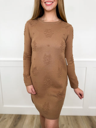 Simply in Style Knit Long Sleeve Mocha Brown Avery Mae Sweater Dress