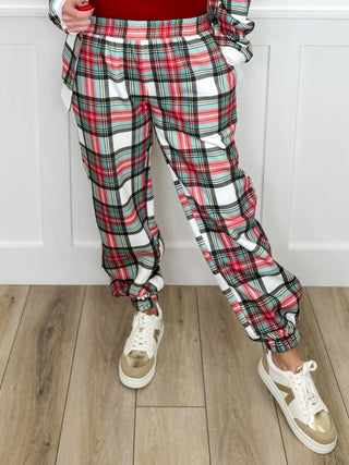 Ampersand Avenue Seasonal Snuggles High Rise Cotton Blend Plaid Joggers