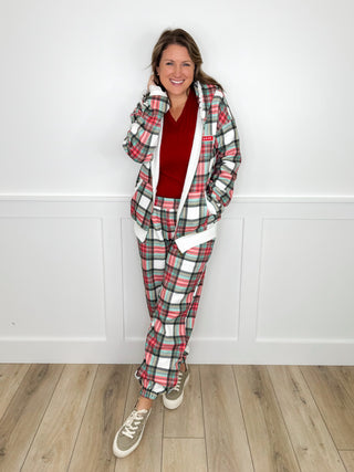 Ampersand Avenue Seasonal Snuggles High Rise Cotton Blend Plaid Joggers