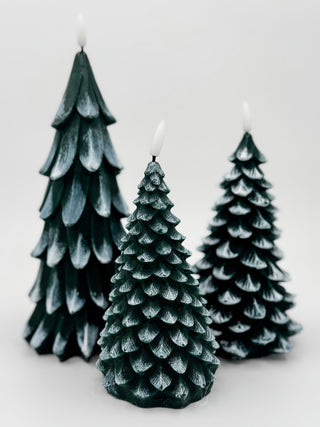 Frosted Evergreen Flickering LED Candle - 3 options!