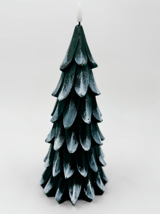Frosted Evergreen Flickering LED Candle - 3 options!
