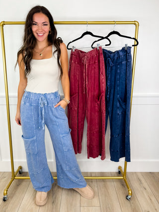 In the Clouds High Rise Cotton Wide Leg Avery Mae Bottoms - 3 colors!