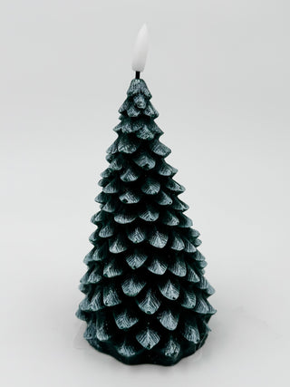 Frosted Evergreen Flickering LED Candle - 3 options!
