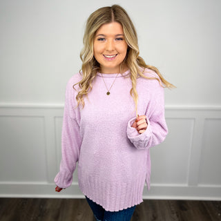 White Birch Cozy Weather Knit Long Sleeve Lavender Sweater Top