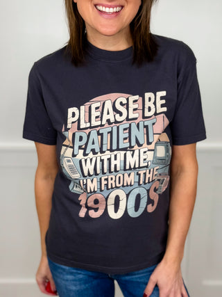 Please Be Patient Cotton Short Sleeve Charcoal Avery Mae Graphic Tee Shirt