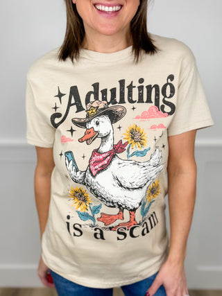 Adulting Cotton Short Sleeve Oat Avery Mae Graphic Tee Shirt