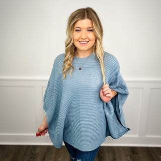 Can't Be Bothered Knit 3/4 Sleeve Avery Mae Poncho Top - 4 colors!