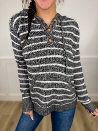 A Warm Embrace Knit Long Sleeve Avery Mae Hooded Sweatshirt Top - 4 colors!