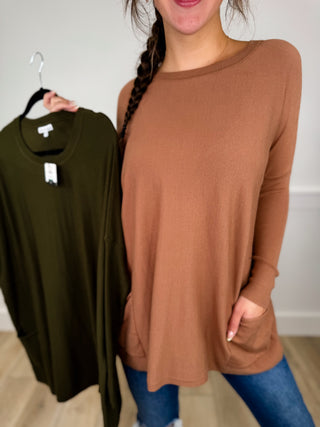 Your Choice Knit Long Sleeve Avery Mae Tunic Sweater Top - 2 colors!