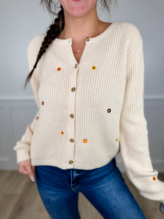 Don't Give Up Knit Long Sleeve Cream Avery Mae Button Up Cardigan